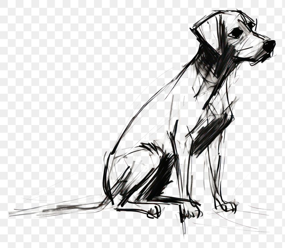 PNG Blind contour drawing art of dog animal sketch pet. AI generated Image by rawpixel.
