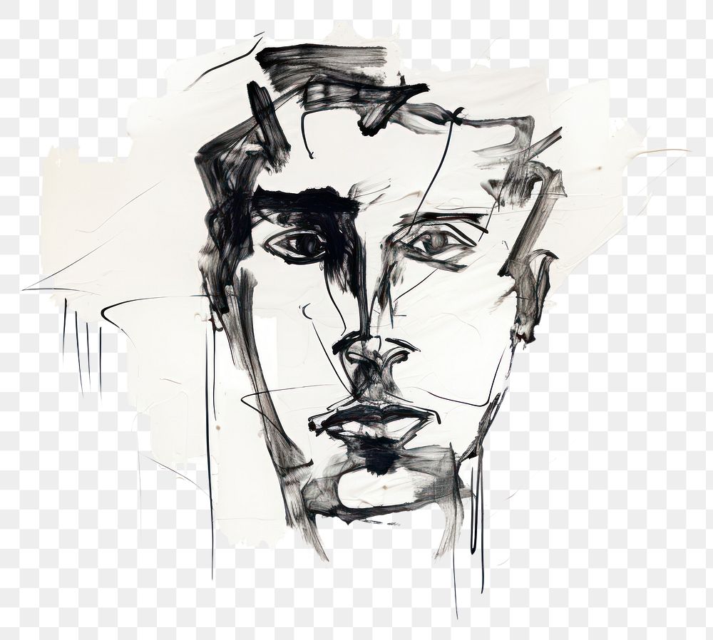 PNG Blind contour drawing art of man sketch white background illustrated. AI generated Image by rawpixel.
