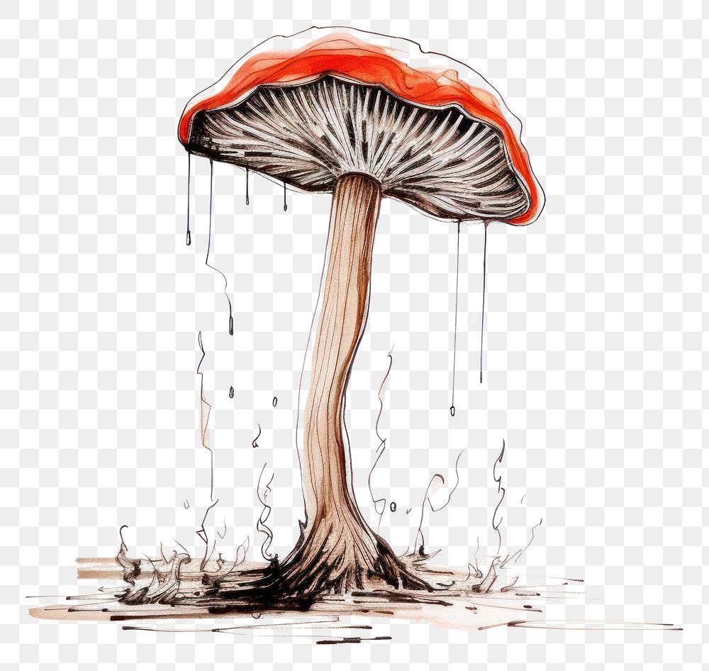 PNG Mushroom mushroom drawing fungus. AI generated Image by rawpixel.