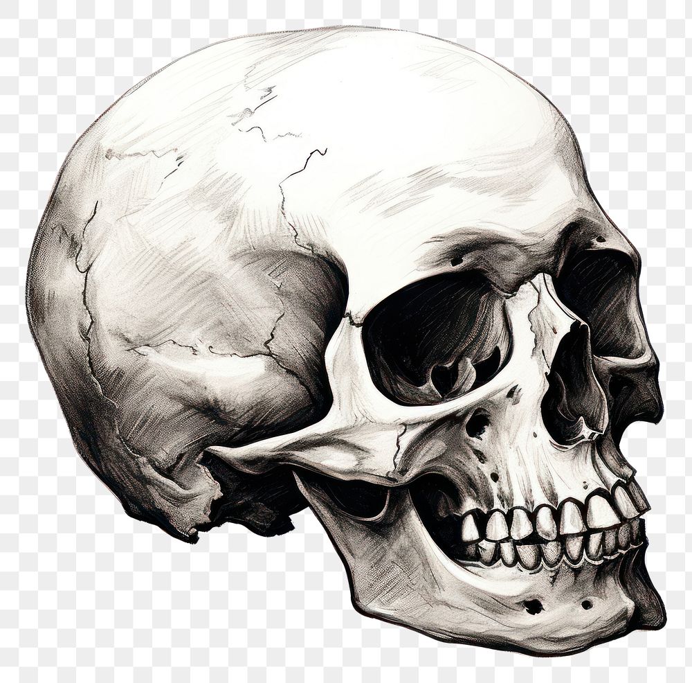 PNG Skull drawing sketch art. AI generated Image by rawpixel.