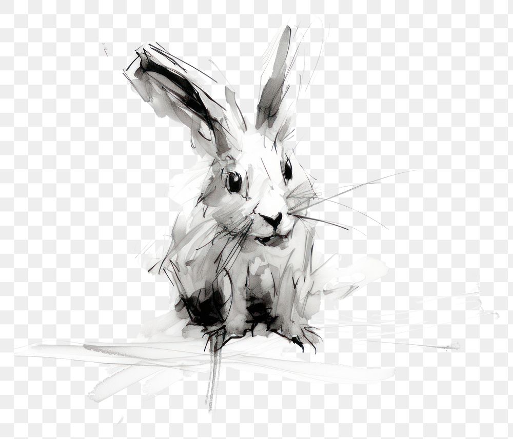 PNG Rabbit drawing animal sketch. AI generated Image by rawpixel.