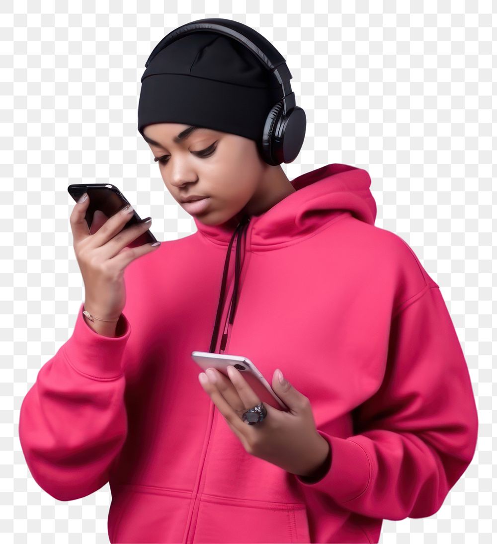 PNG Teenager sweatshirt listening adult. AI generated Image by rawpixel.