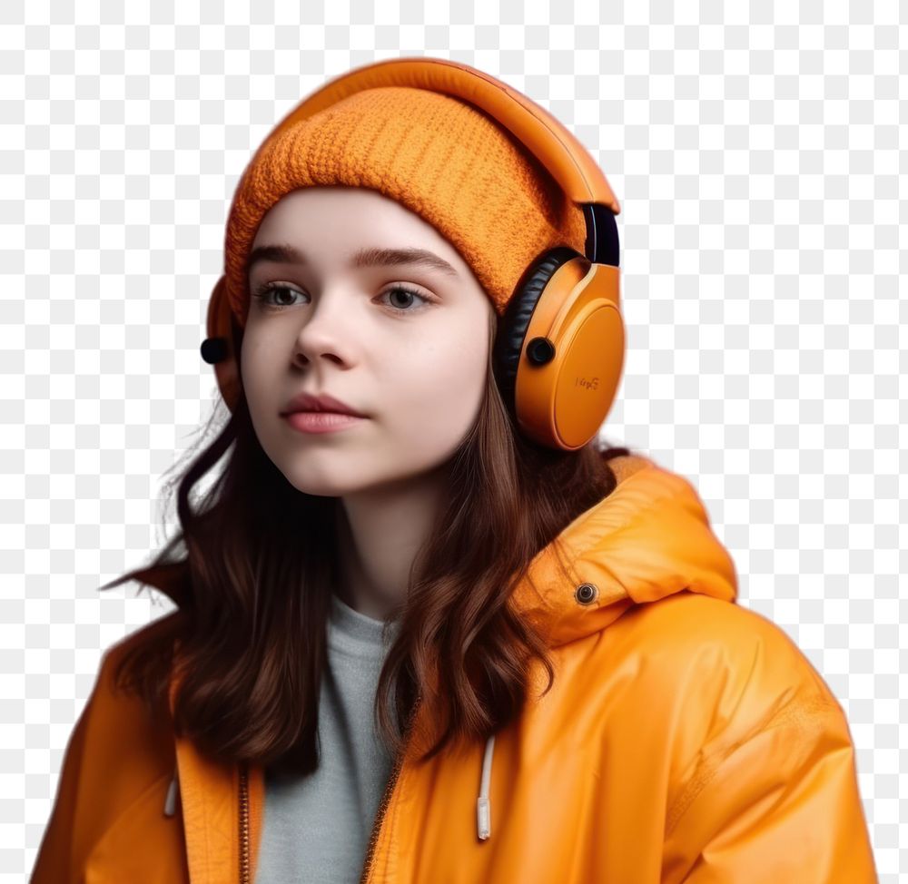 PNG Teenager headphones listening portrait. AI generated Image by rawpixel.
