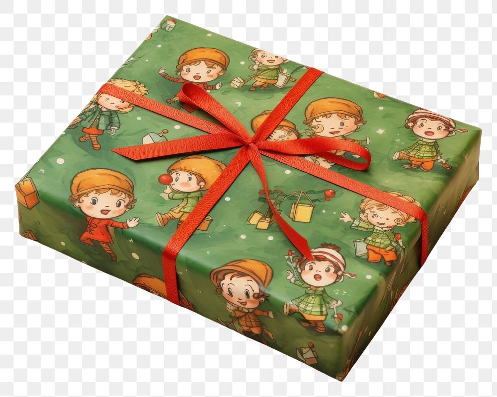 PNG Christmas elves paper gift box. AI generated Image by rawpixel.