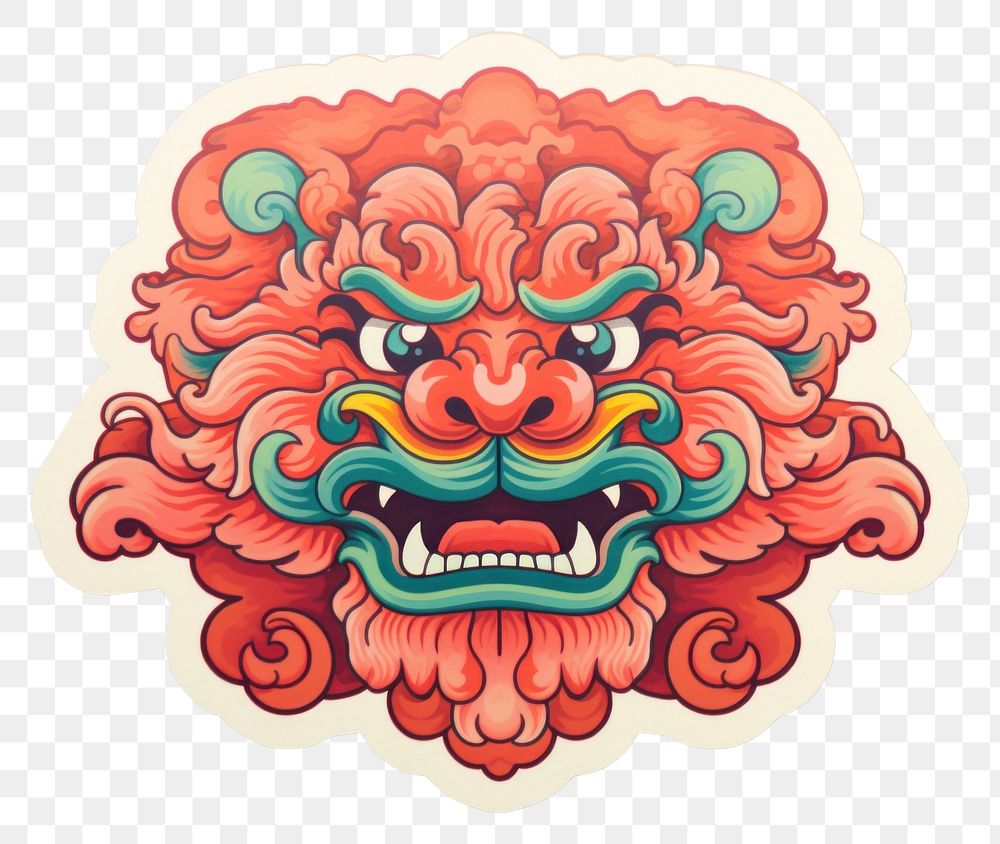 PNG Chinese lion pattern art representation. AI generated Image by rawpixel.