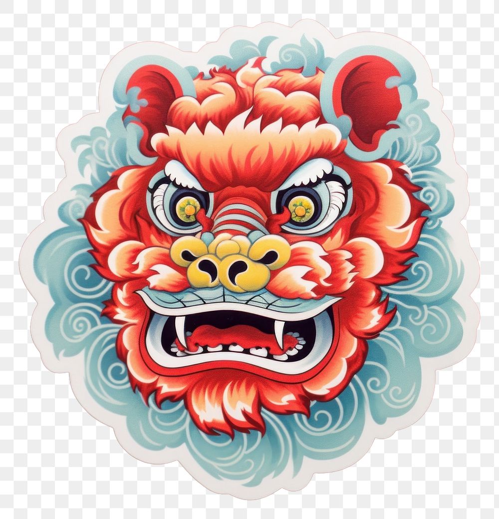 PNG Chinese lion sticker art representation. 