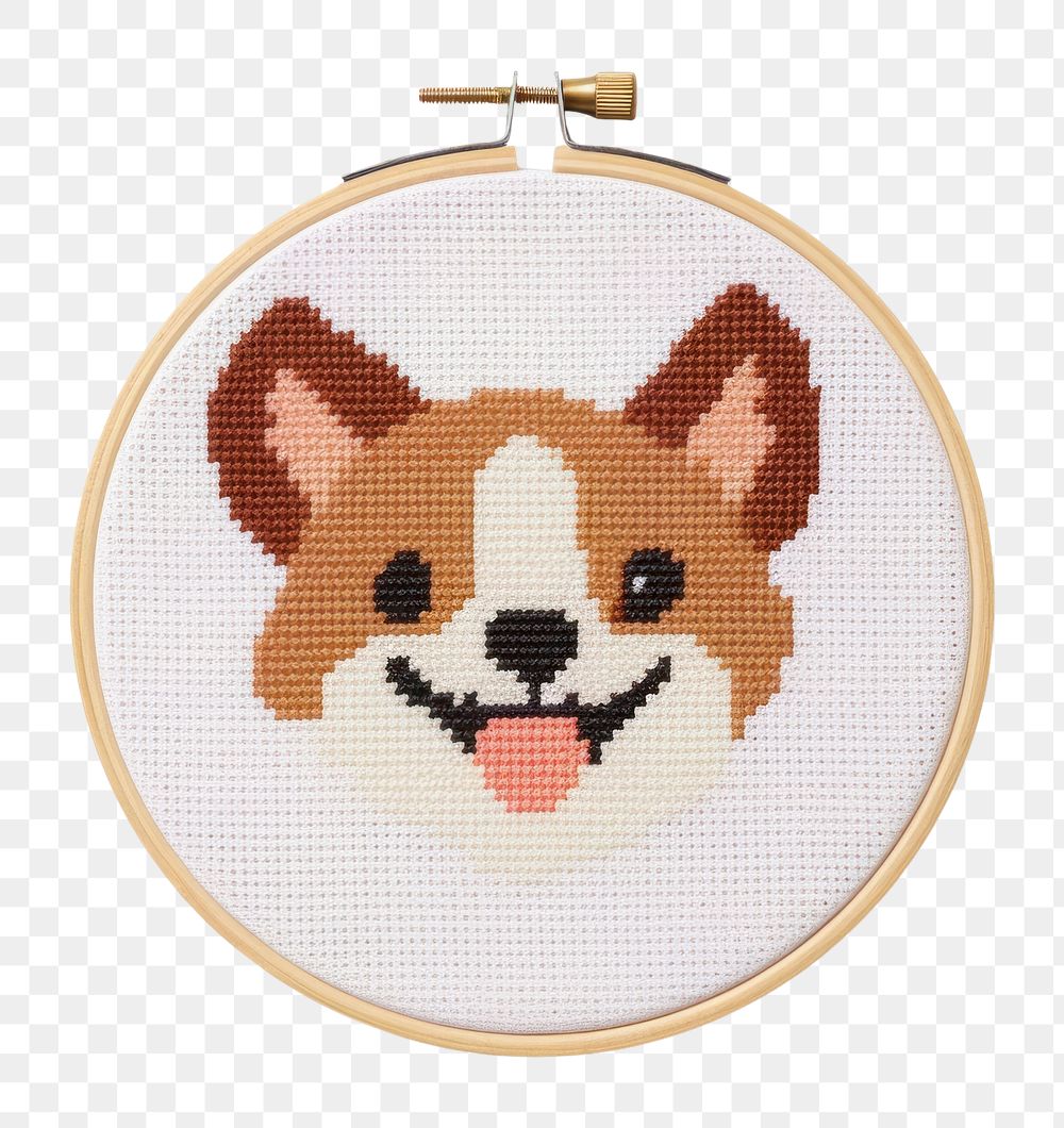 PNG Dog face embroidery pattern stitch. AI generated Image by rawpixel.