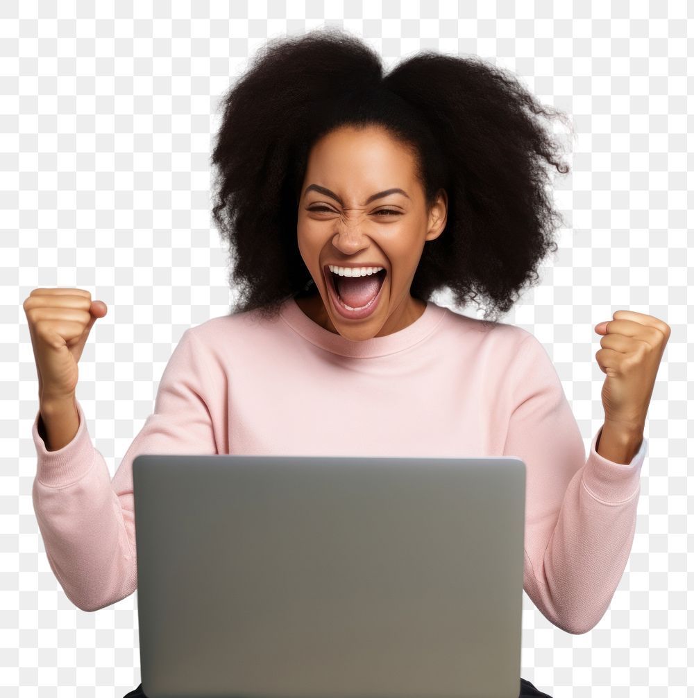 PNG African american laptop laughing computer. 
