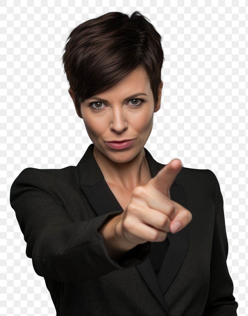 PNG Businesswoman portrait finger adult. AI generated Image by rawpixel.