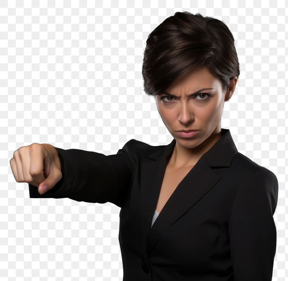 PNG Businesswoman portrait finger adult. AI generated Image by rawpixel.