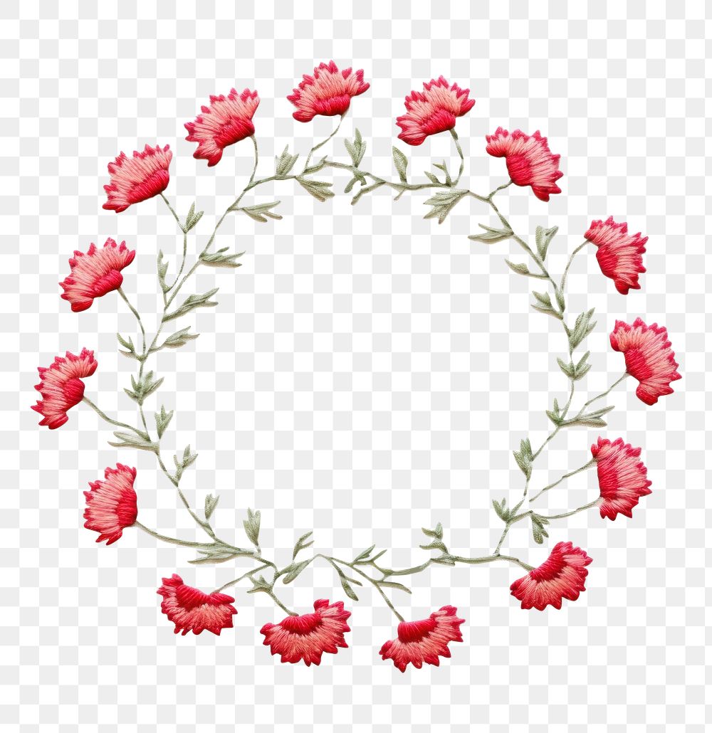 PNG Carnation circle border embroidery pattern textile. AI generated Image by rawpixel.