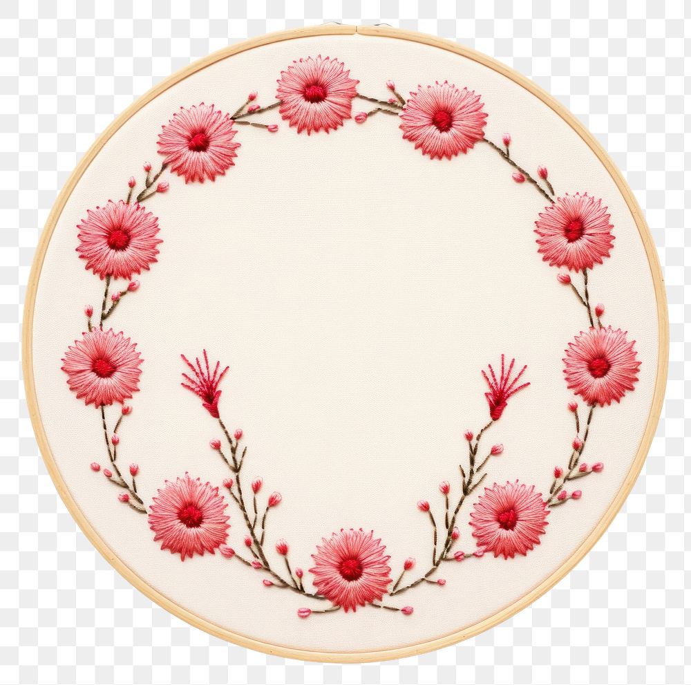 PNG Carnation circle border embroidery pattern textile. AI generated Image by rawpixel.