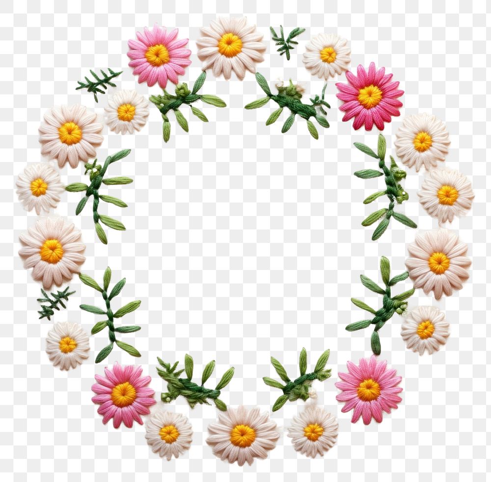 PNG Little daisy circle border embroidery pattern flower