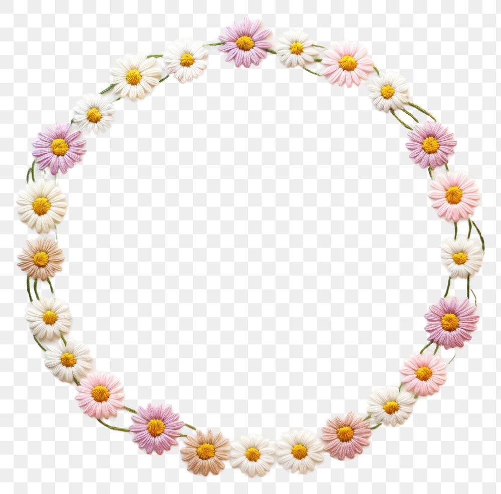 PNG Little daisy circle border pattern necklace jewelry. 