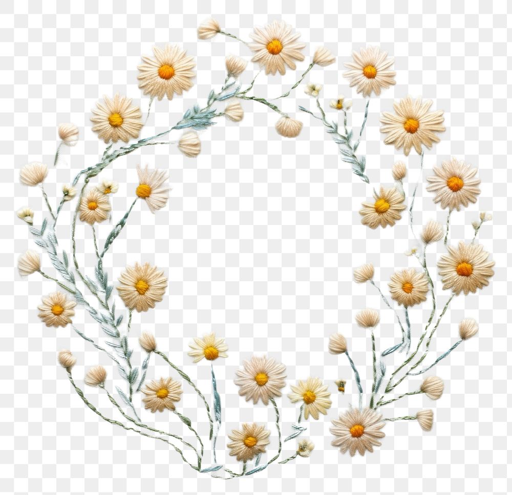 PNG Little daisy circle border embroidery pattern textile. 