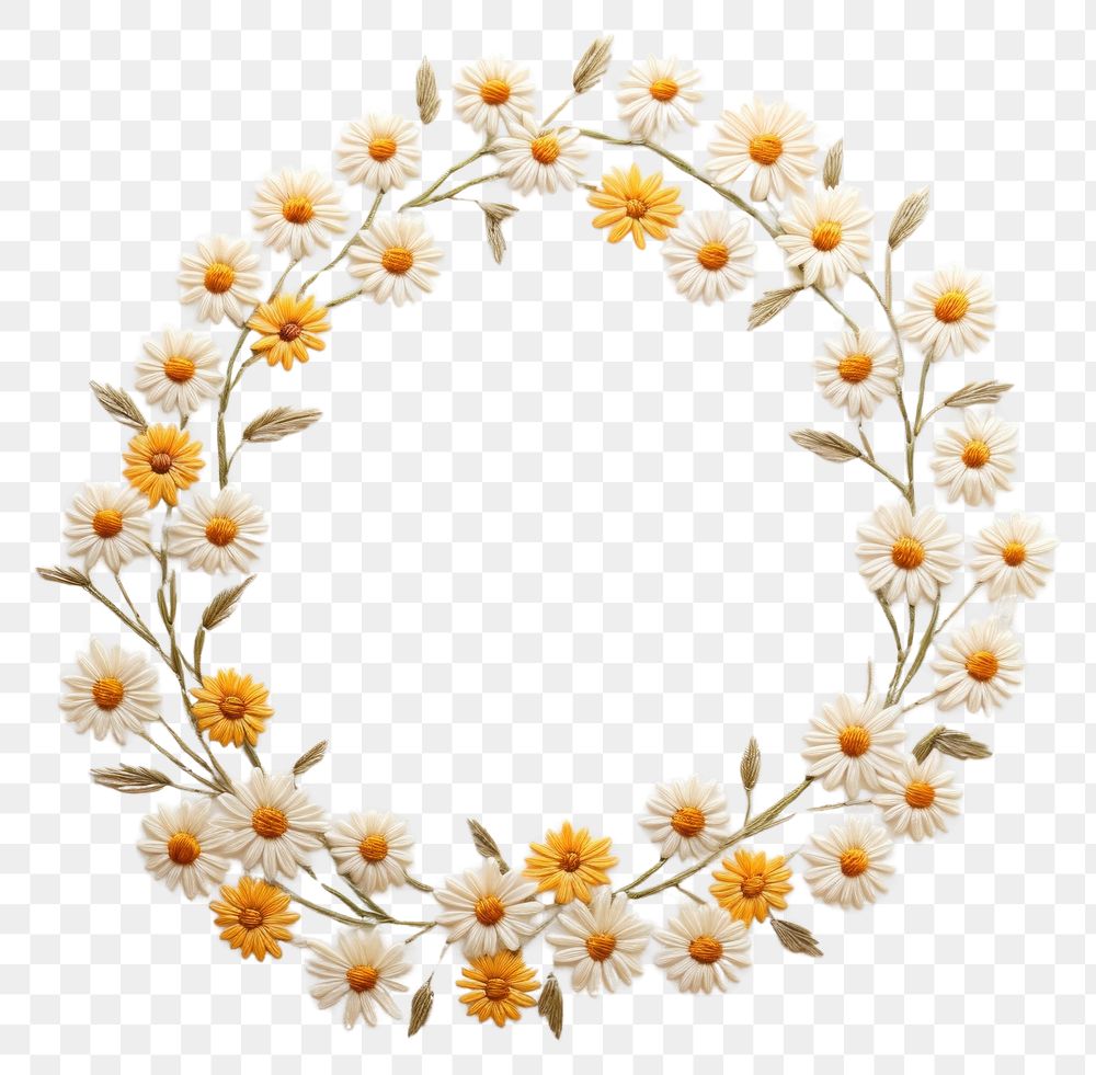 PNG Little daisy circle border pattern embroidery wreath