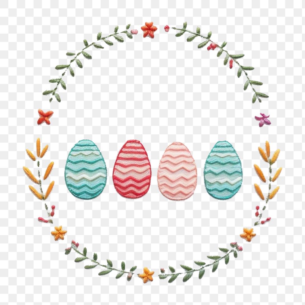 PNG Little Easter round border embroidery pattern circle. AI generated Image by rawpixel.