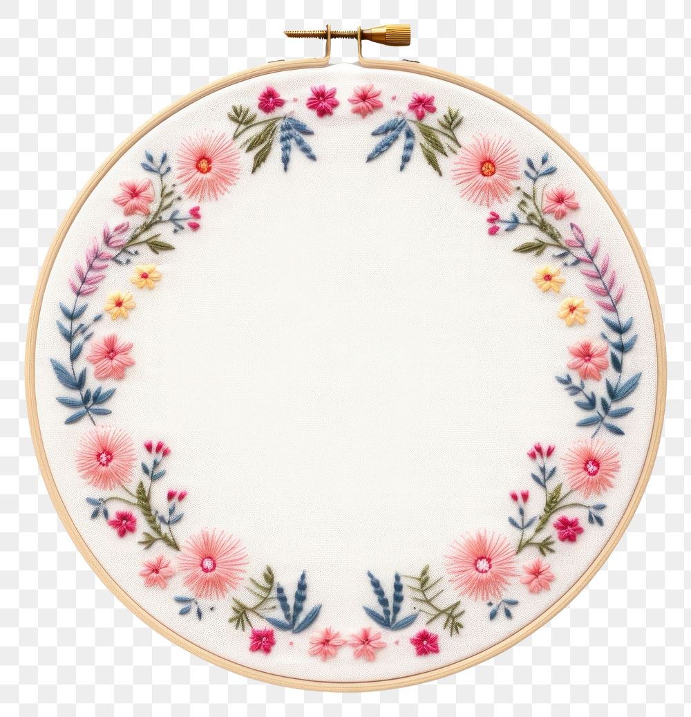 PNG Little Easter round border embroidery pattern textile. AI generated Image by rawpixel.
