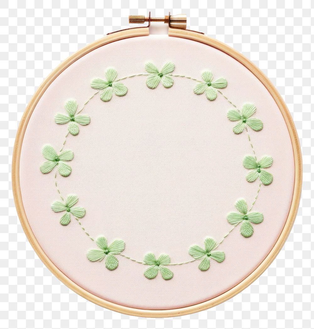 PNG Lucky clover circle border embroidery pattern creativity. AI generated Image by rawpixel.