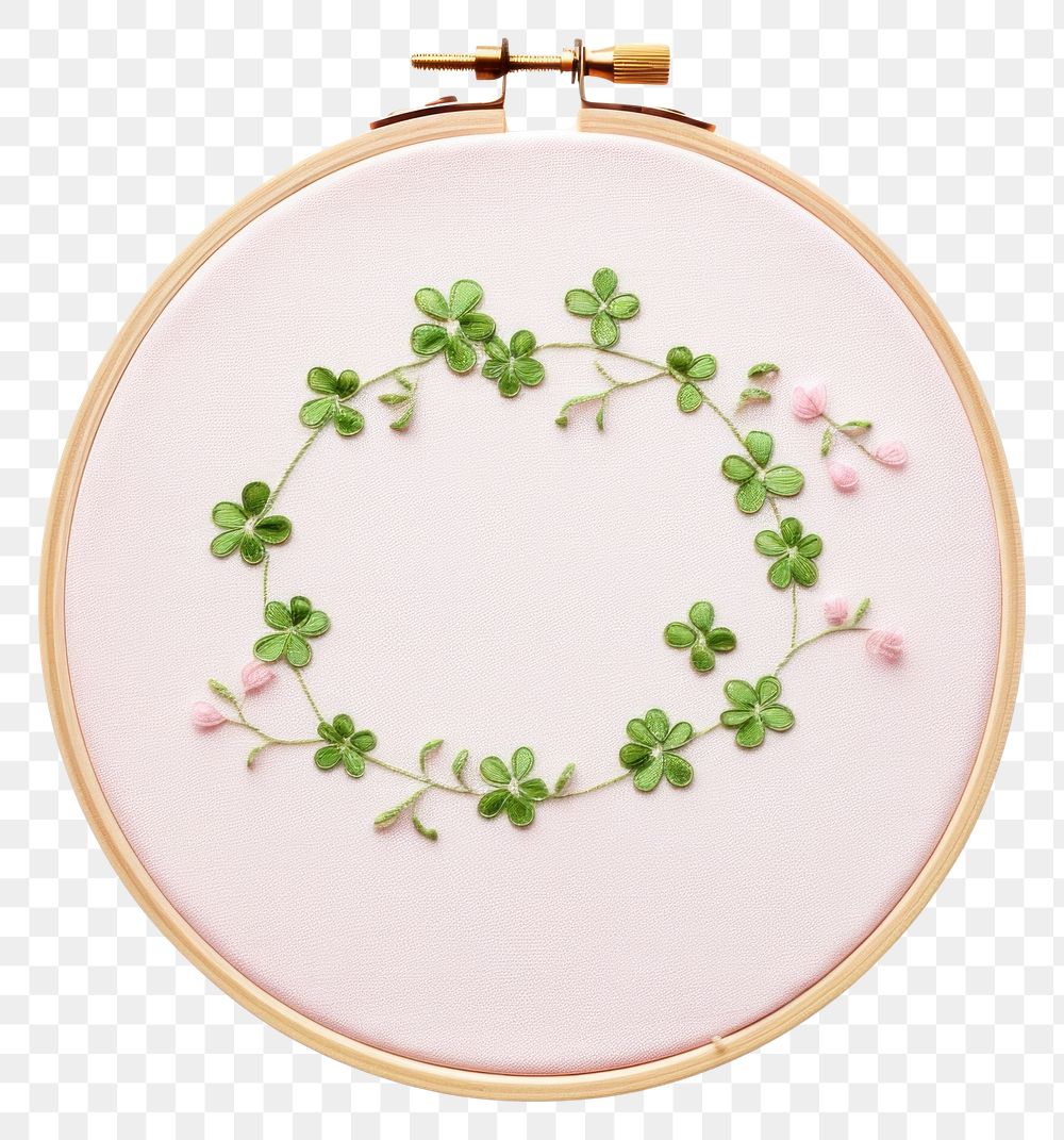 PNG Lucky clover circle border embroidery pattern needlework. AI generated Image by rawpixel.
