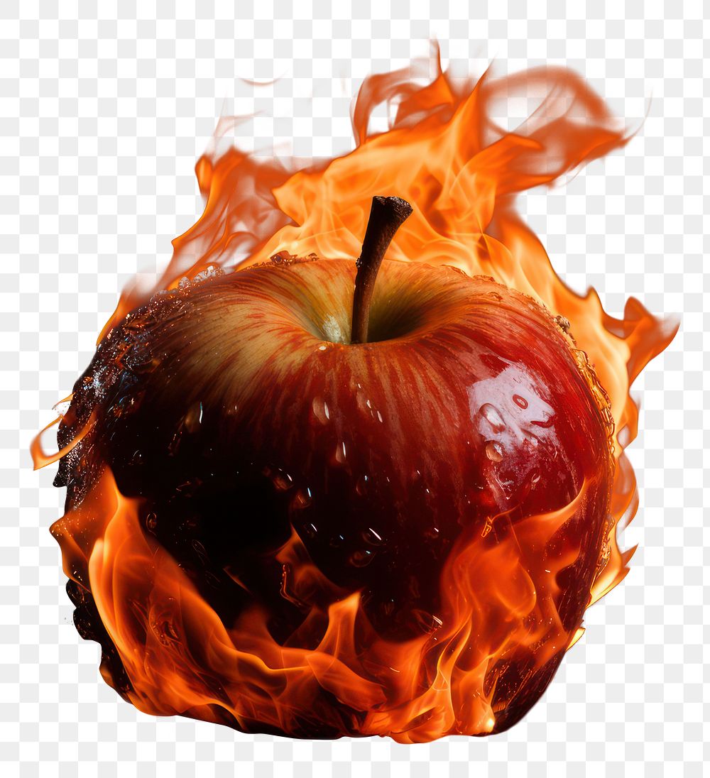 PNG Apple apple fire burning. AI generated Image by rawpixel.