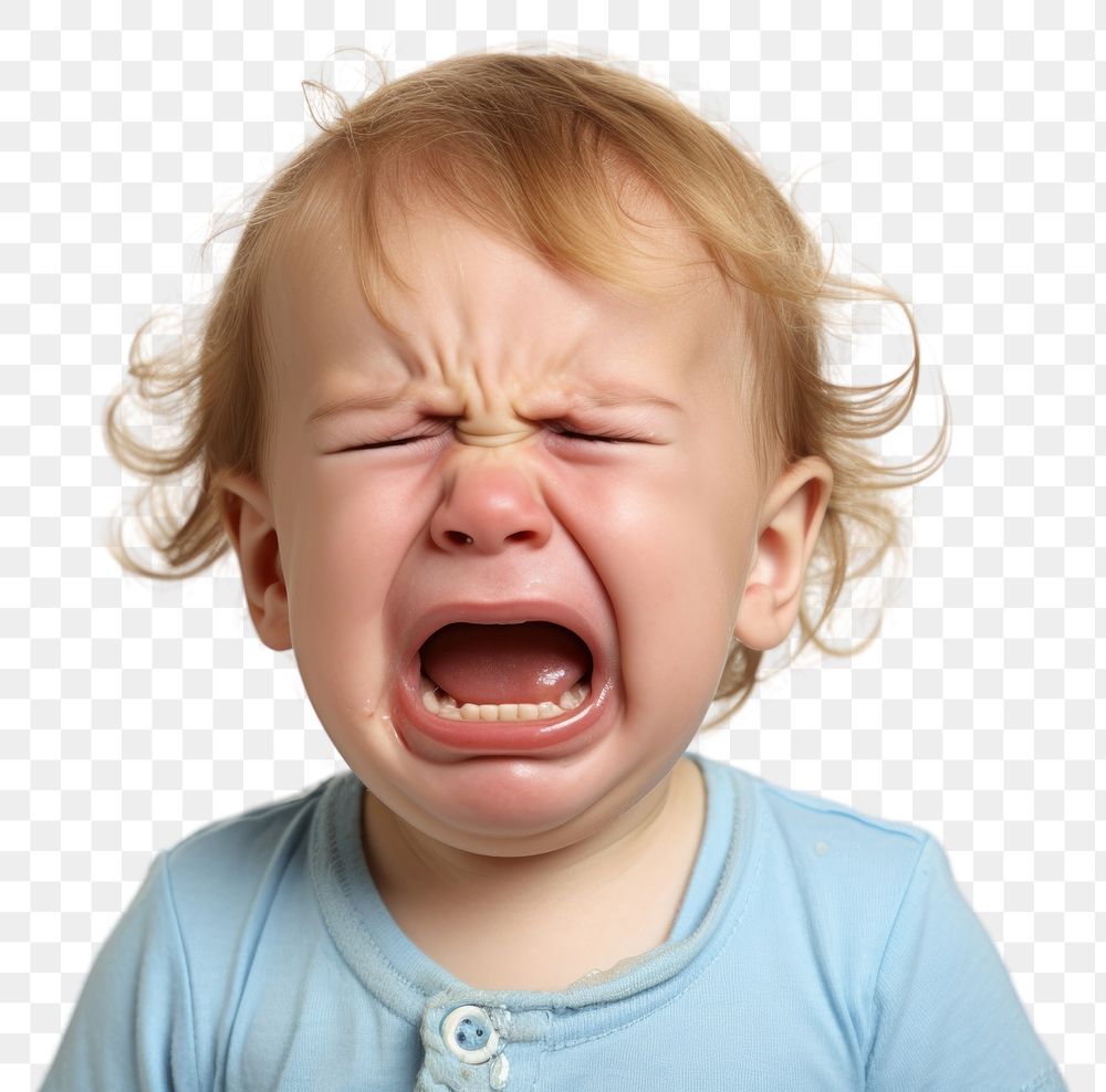 PNG  Cute baby crying shouting disappointment frustration. 