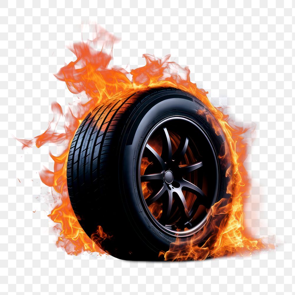 PNG Car tire fire car vehicle. AI generated Image by rawpixel.