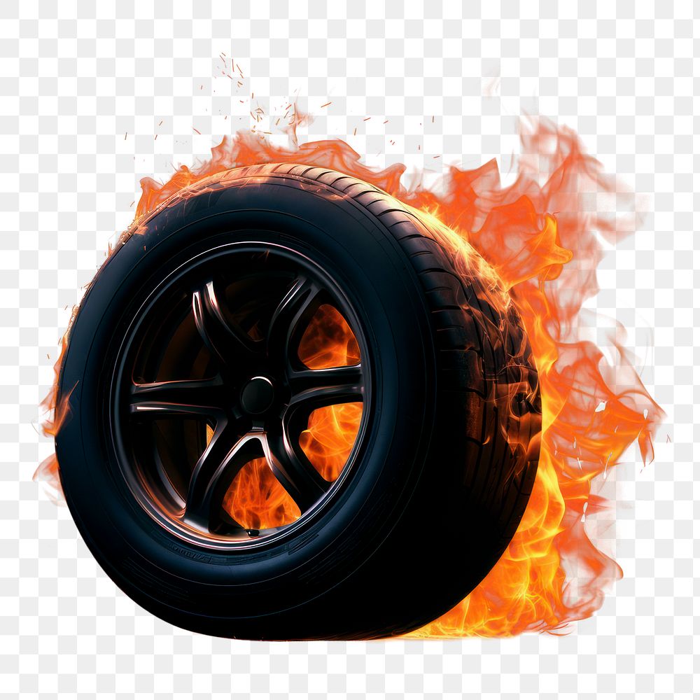 PNG Car tire fire car fireplace. AI generated Image by rawpixel.