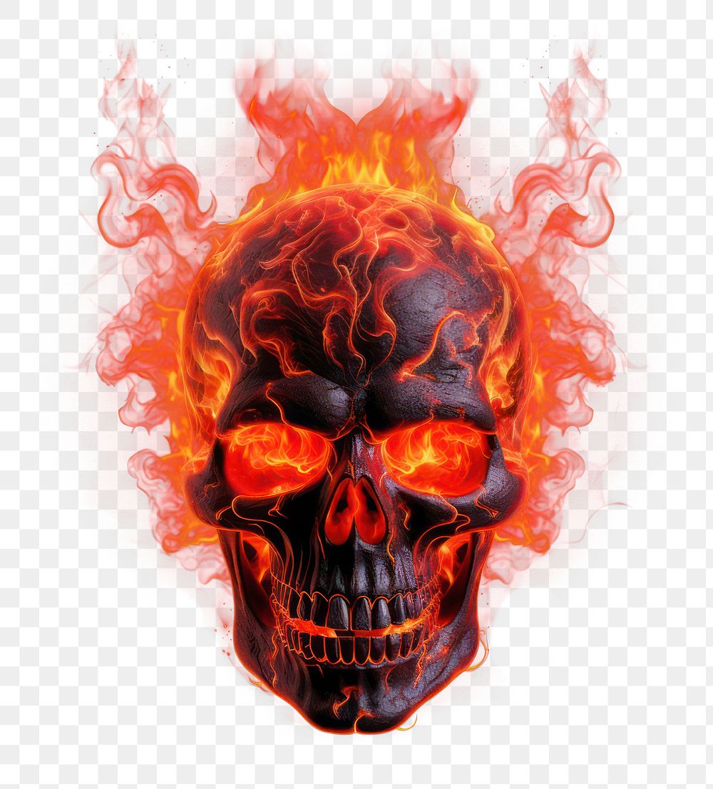 PNG Skull fire burning flame