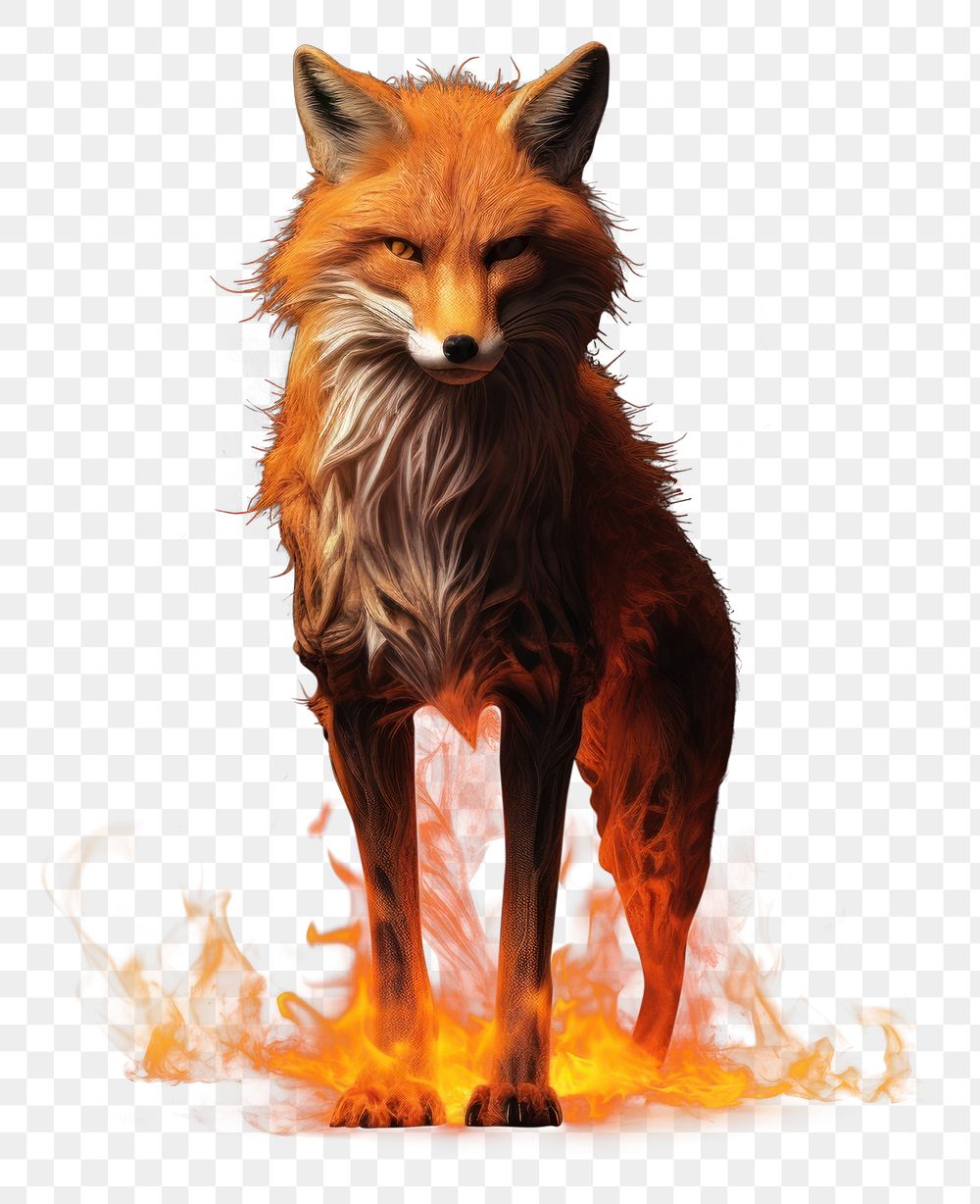PNG Fox full body fire fox bonfire. AI generated Image by rawpixel.