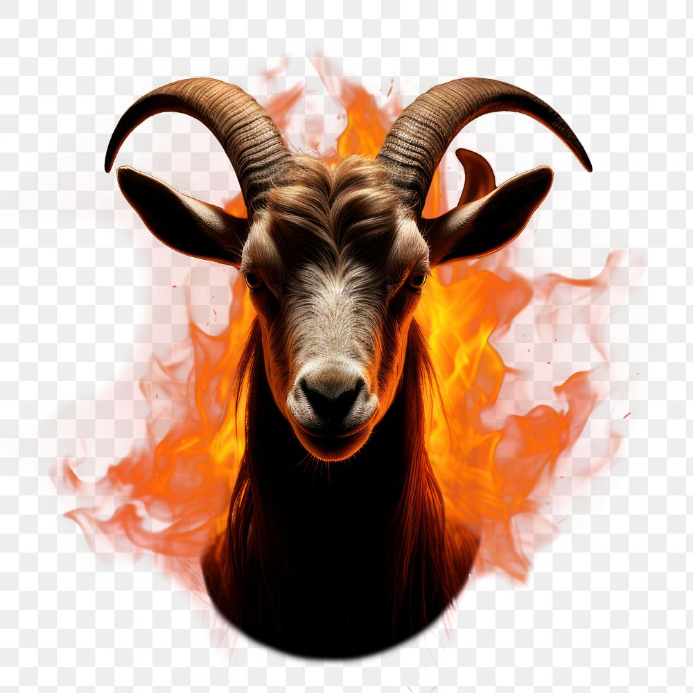 PNG Goat livestock wildlife burning. AI generated Image by rawpixel.