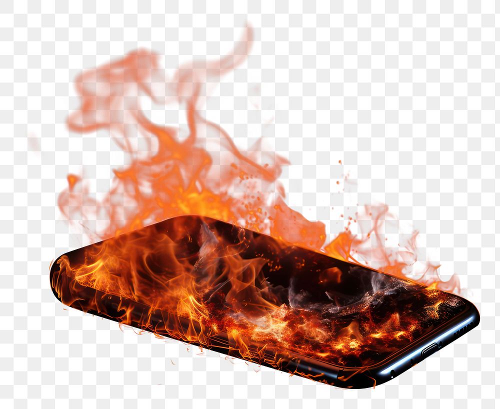 PNG Smart Phone fire bonfire burning. 