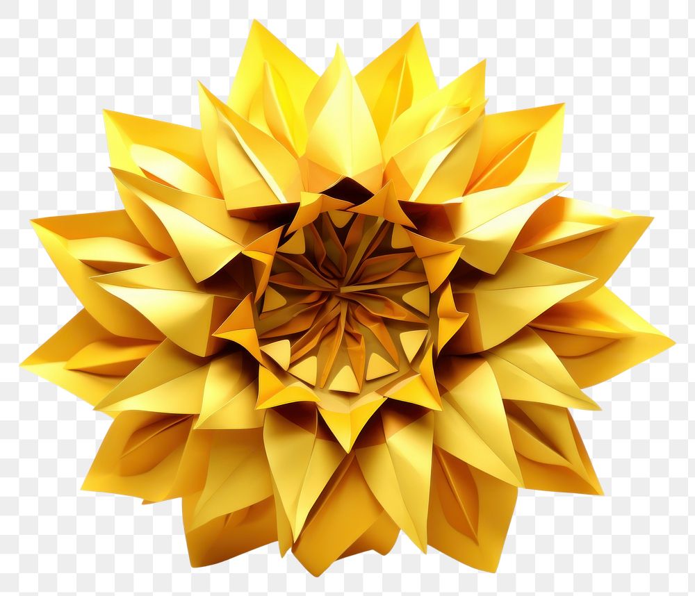 PNG Sunflower origami paper dahlia. AI generated Image by rawpixel.