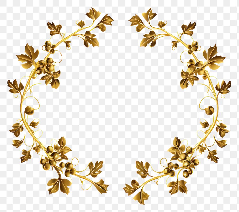 PNG  Grape vine gold jewelry white background. AI generated Image by rawpixel.