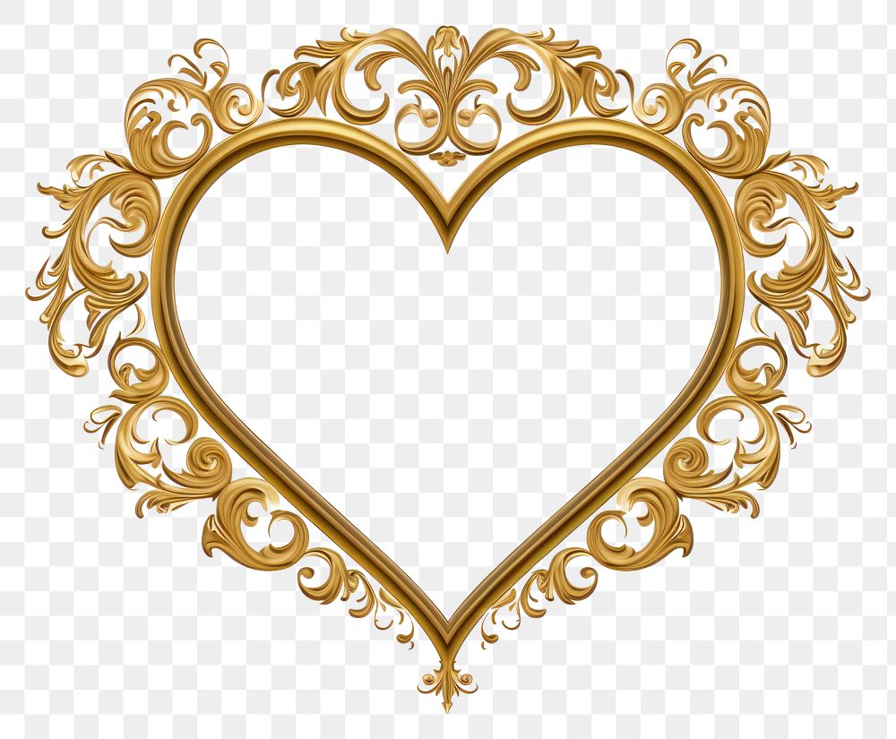 PNG  Heart gold jewelry white background