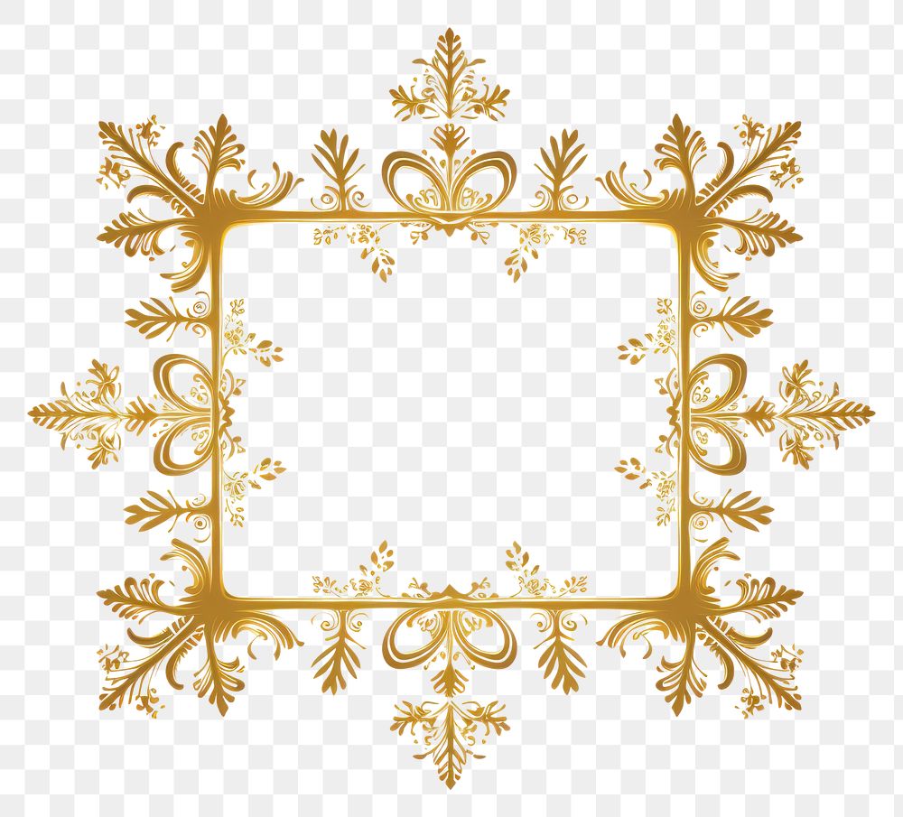 PNG  Snowflake pattern frame gold. AI generated Image by rawpixel.