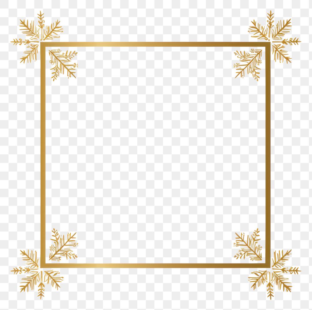 PNG  Snowflake frame white gold. AI generated Image by rawpixel.