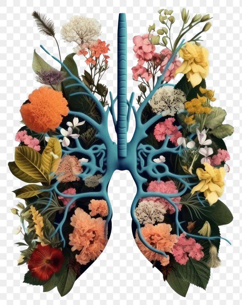 PNG  Flowers on the lungs art pattern plant. AI generated Image by rawpixel.