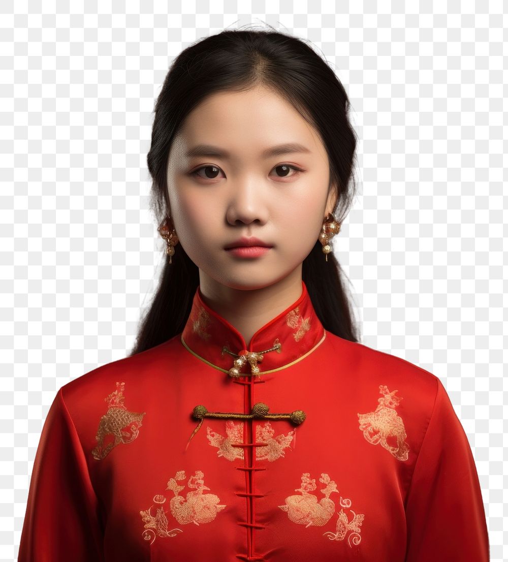 PNG  Chinese women dress red red background. AI generated Image by rawpixel.