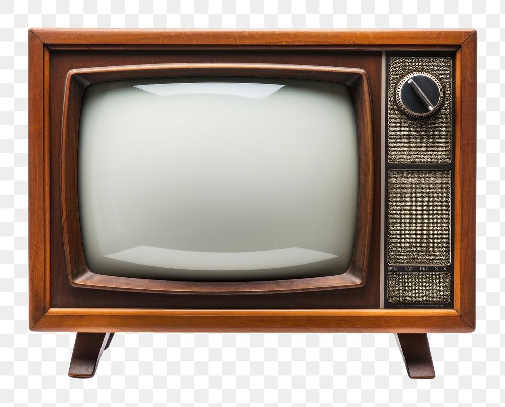 PNG Retro vintage TV set television screen white background. AI generated Image by rawpixel.