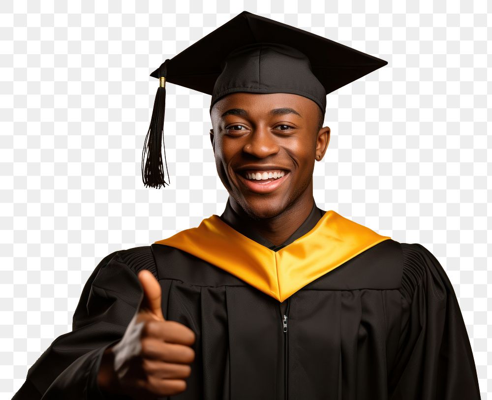 PNG  A student graduation african men intelligence achievement certificate. AI generated Image by rawpixel.