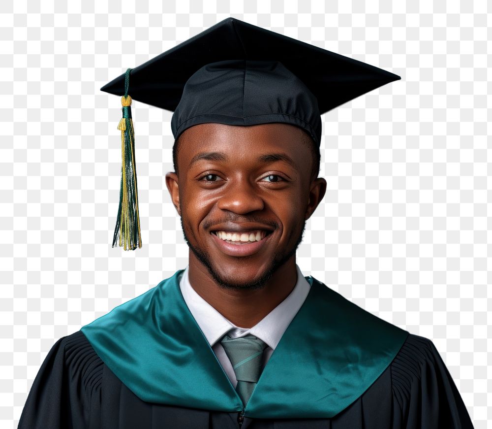 PNG  A student graduation african men adult intelligence certificate. AI generated Image by rawpixel.