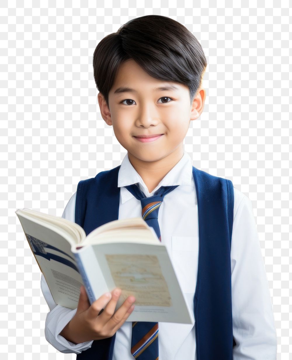 PNG  A smile student asian boy holding book publication reading intelligence. AI generated Image by rawpixel.