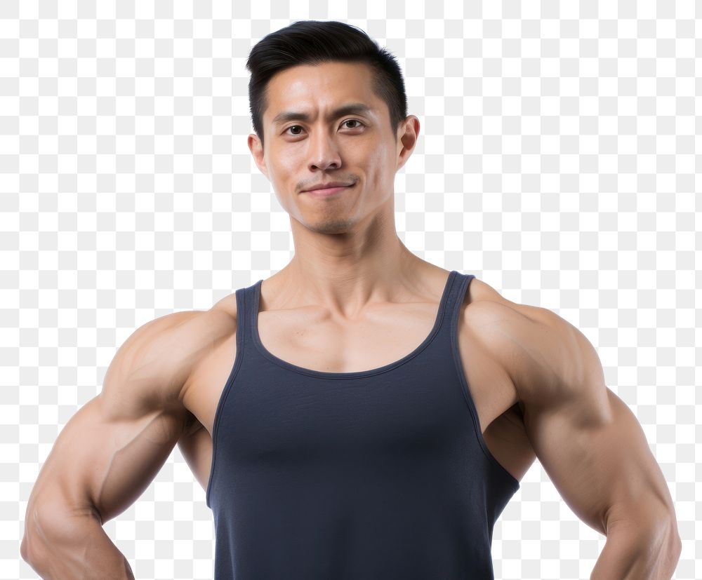 PNG Muscles Taiwanese man adult white background determination. AI generated Image by rawpixel.