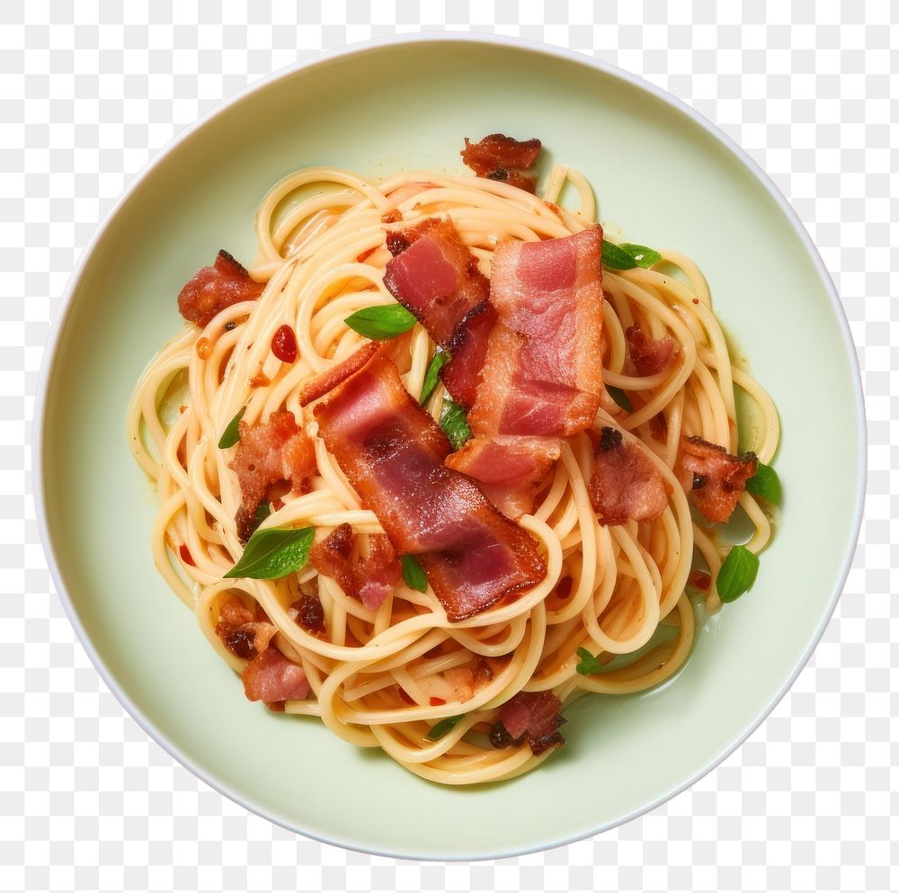 PNG Fettuccine spaghetti carbonara naporitan. AI generated Image by rawpixel.