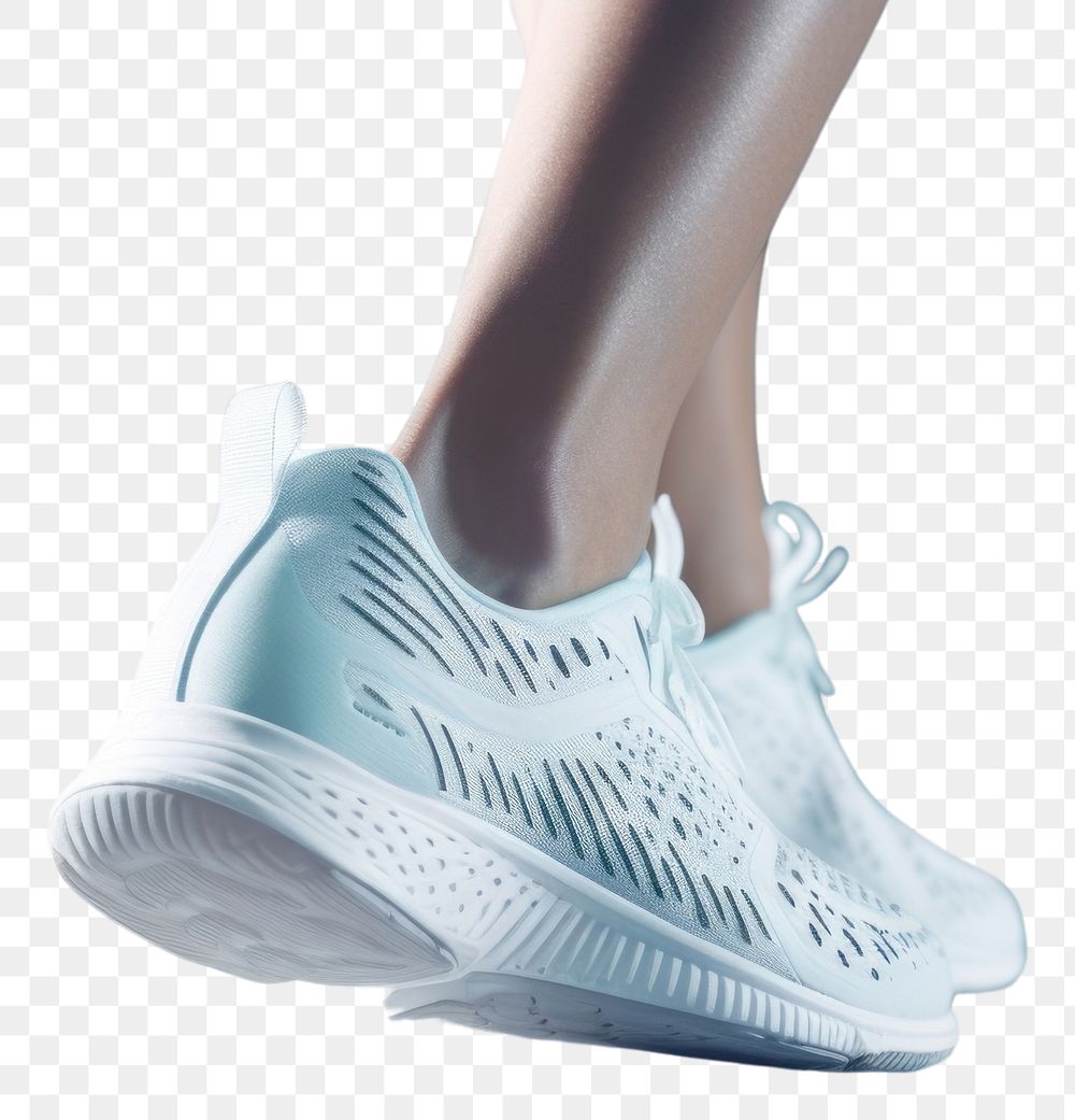 PNG  White shoes running footwear exercising clothing. AI generated Image by rawpixel.
