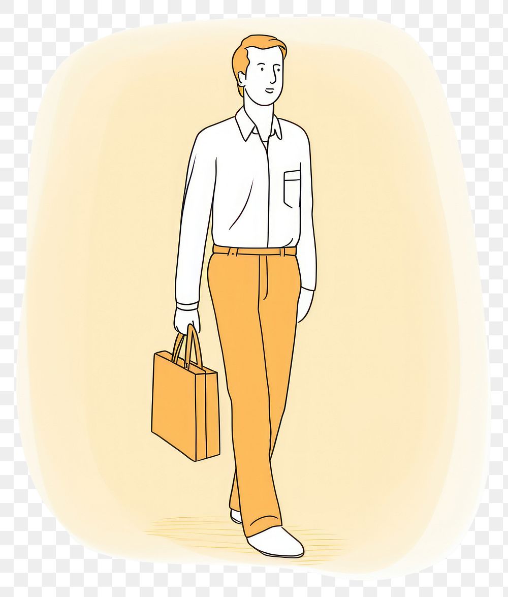 PNG Office worker man holding a hand bag walking to work briefcase cartoon adult. AI generated Image by rawpixel.