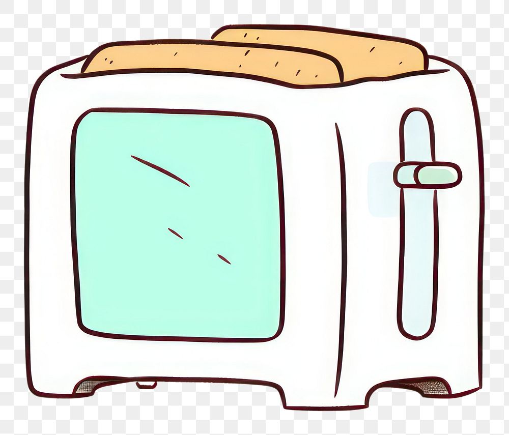 PNG Toaster with a slice of bread appliance cartoon sketch. AI generated Image by rawpixel.