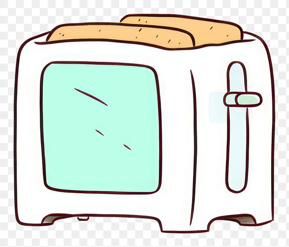 PNG Toaster with a slice of bread appliance cartoon sketch. 