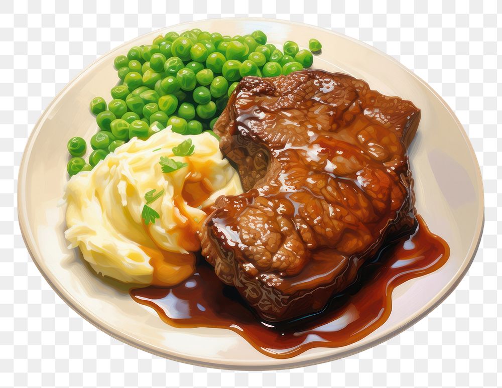 PNG Steak plate meat food. 